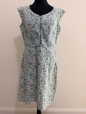 The Territory Ahead 100% Cotton Blue Floral Midi Dress | Button Front Boho